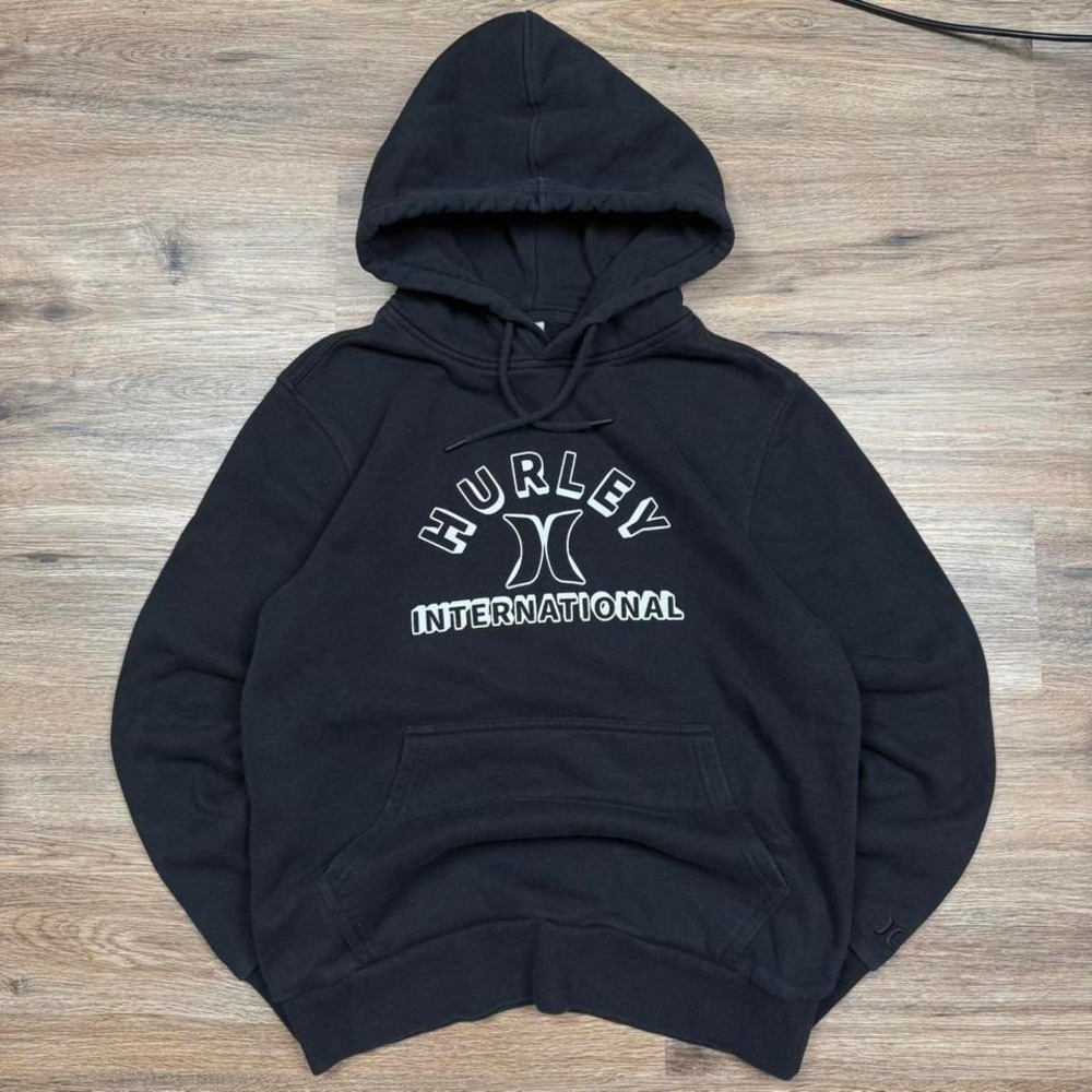 Hurley International Black Hoodie Small Surf Skate Streetwear Logo Sweatshirt